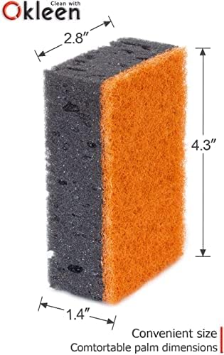 Okleen Black & Orange Multi Use Scrub Sponges. Feito na Europa. 9 pacote, 4.3x2.8x1,4 polegadas. Fibra