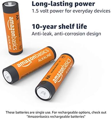 Basics 20 Pacote AA AA Baterias alcalinas de alto desempenho, prateleira de 10 anos, pacote de valor fácil