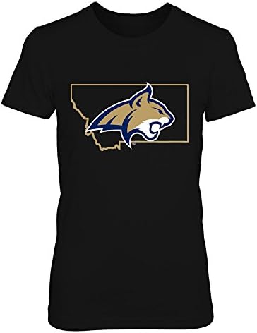 FanPrint Montana State Bobcats T -shirt - logotipo em esboço do estado