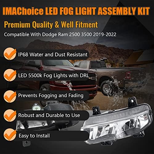 ImaChoice Novo kit de montagem de luzes de nevoeiro LED compatível com 2019 2020 2021 2022 Dodge