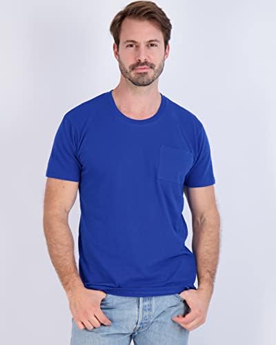 4 pacote: performance de algodão masculino de manga curta Camiseta de bolso de pescoço - top atlético ativo