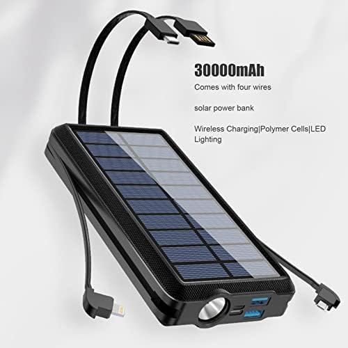 LED Solar Power Bank, 30000mAh Solar Charger Power Bank, carregador portátil de alta capacidade de