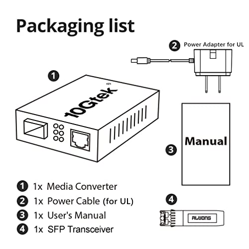 Gigabit Media Converter LC, Fibra SingleMode para Ethernet Converter, porta SFP, 10/10/1000Mbps a 1000Base-LX,
