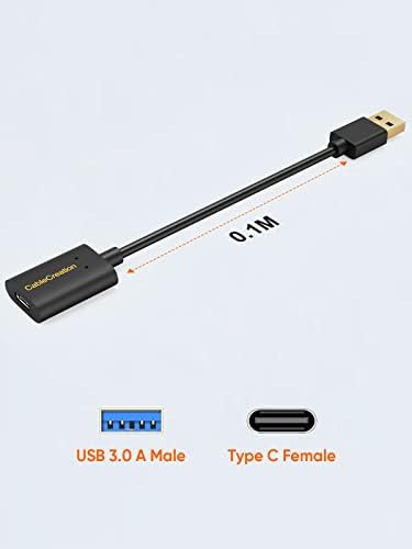 Cablecreation 2pcs USB 3.1 USB C fêmea para USB Adaptador masculino 5 Gbps USB para USB C Adaptador,