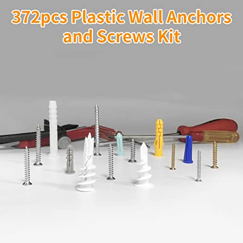 Encontrar 8 âncoras de drywall auto-perfurações, âncoras de parede e parafusos kit de sortimento 372pcs com