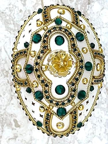 Handmade requintado dia feminino Couples Gifts Faberge Egg Tri - Caixa de jóias verdes His e seu