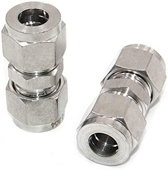 Pysrych 304 União de ajuste de tubo de compressão de aço inoxidável com poças duplas 1/2 od x 1/2 OD, pacote de