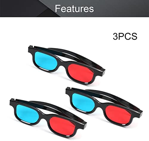 OTHMRO 3PCS DURÍVEL 3D Estilo de estilo 3d Visualizando óculos de filme 3D Voas de jogo Red Blue 3D Óculos plásticos Lente de resina preta para filmes de cinema de TV 3D DVD Visualizando filmes caseiros