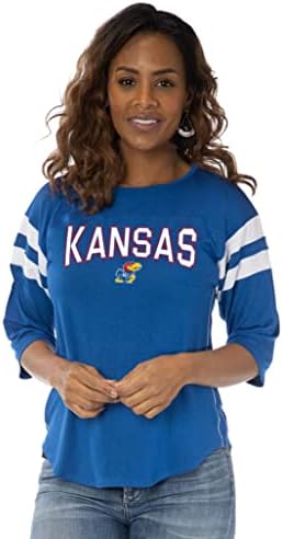 Coleção NCAA feminina de roupas de cores voadoras | The Abigail - Scoop -Neck 3/4 Sleeve Top