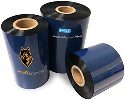 6 Rolls Wolfbarco 2,52 x 1181 'Premium resina premium com fita de transferência térmica com rótulo