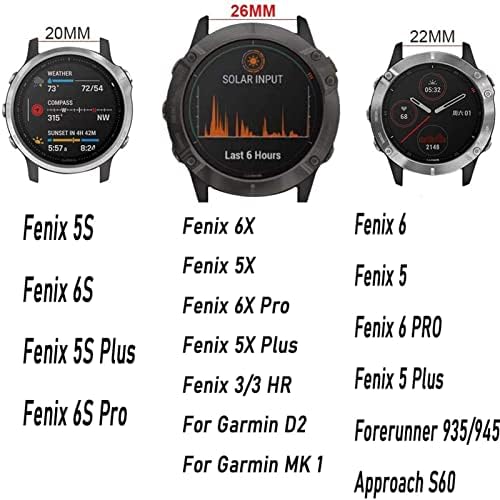 INANIR 26 22 22 mm de faixa de vigilância para Garmin Fenix ​​7x ， Fenix ​​7 ， Fenix ​​7S Smart Watch Redunda Silicone EasyFit Strap Strap