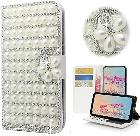 Stenenes Samsung Galaxy S7 Edge Case - Elegante - 3D Bling Bling Crystal Pearl Flores de treliça