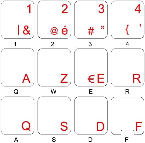 Adesivos holandeses do teclado belga com fundo transparente de letras vermelhas