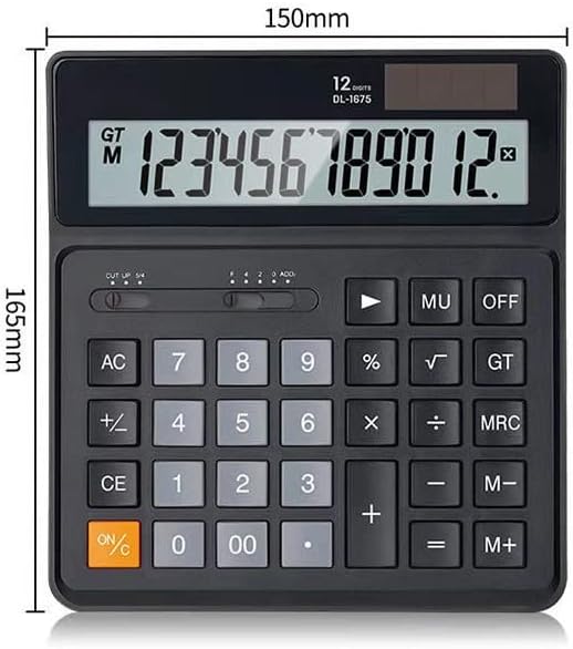 Calculadora de contabilidade financeira do SDFGH Desktop Calculadora Solar calculadora de 12 dígitos de tela grande calculadora portátil de energia dupla