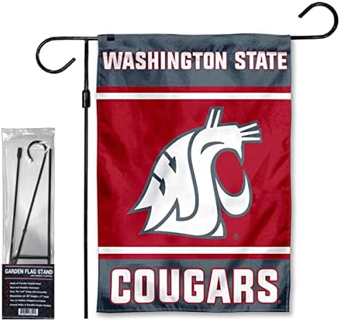 Washington State Cougars Garden Bandle and Flag Stand Holder Flagpole Conjunto