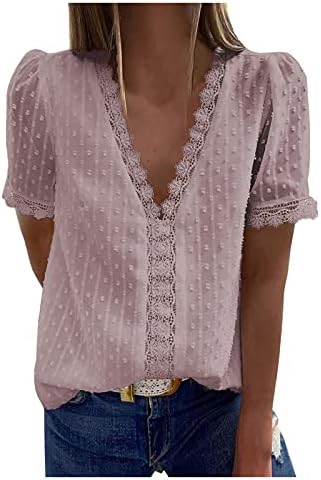 Weny Summer Tops for Women Women Casual Beach Summer Lace Tops V-deco
