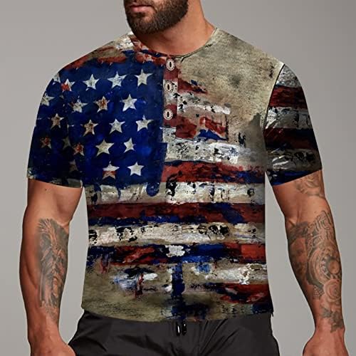Camisas de treino de verão bmiSegm para homens bandeira americana masculina manga curta do dia de manga curta, camisetas