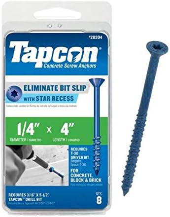 Tapcon 28204 1/4x4 Blue Star Drive Bugle Head Concrete Anchors 8/Box