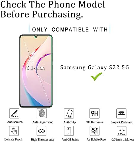 Katin [2-Pack] projetado para o protetor de tela de vidro temperado Samsung Galaxy S22 5g, [não é adequado para