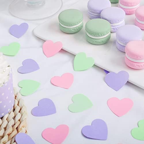 Decorações de festas roxas rosa verdes - 200pcs Heart Confetti Paper Dot Fada Aniversário