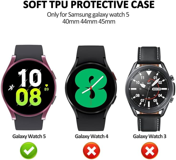 Caso para Samsung Galaxy Relógio 5 Protetor de tela 44mm, TPU suave TPU revestido de protetor protetora de