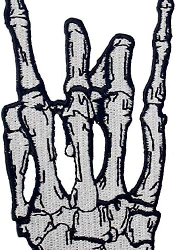 Punk Rock and Roll Skeleton Finger Heavy metal Música manual Sinal Linguagem de sinais Patch Bordous Applique