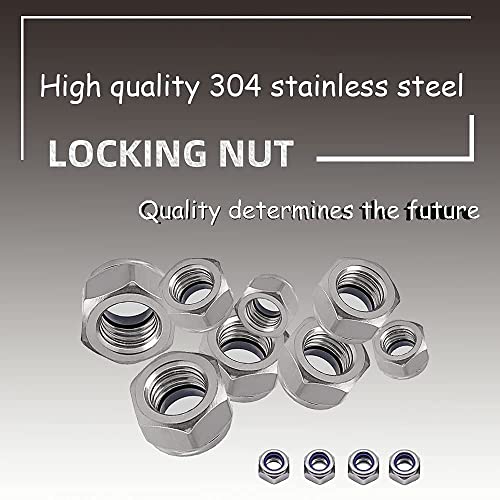 Musibo Lock Nuts M16 x 2mm Métrico de bloqueio, 304 porcas de aço inoxidável 18-8 com inserção