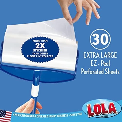 LOLA ROLA RECLAS DE MOP STELTY | 6 pacote - 180 Pisos grandes de adesivo e rolos de limpeza de carpetes
