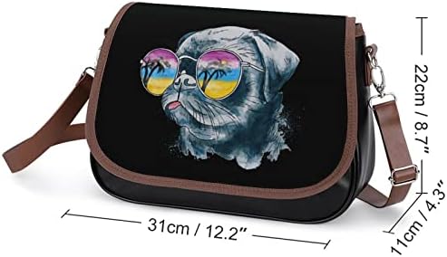 Aquarela Pugdog Leather Sacos de Moda de Moda de Moda de Moda de Moda de Moda com cinta