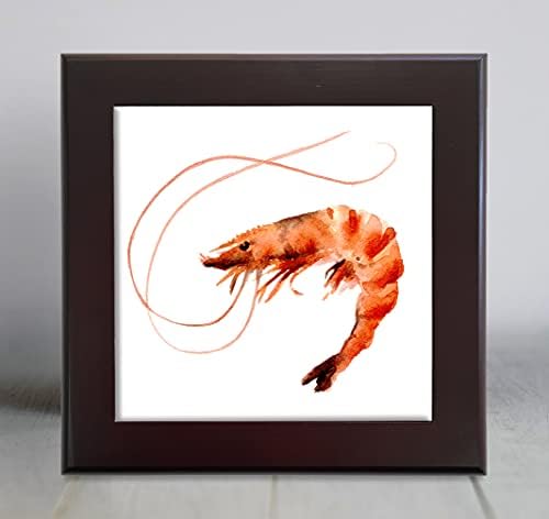 Azulejo de arte em aquarela de camarão