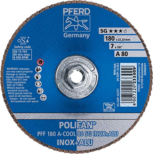 Pferd Polifan SG co-cool Disco de retalho abrasivo, tipo 27, orifício rosqueado, apoio de resina fenólica,