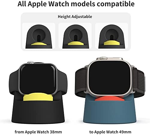 Charger de altura ajustável Stand para Apple Watch Ultra, Sinjimoru Silicone Charging Station Dock para Apple Watch