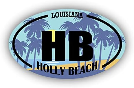 HB Holly Beach Louisiana | Adesivos de referência à praia | Oceano, mar, lago, areia, surf, paddleboarding