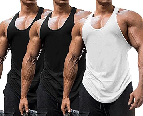 BabioBoa Men's 3 Pack Gym Gym Tank Tops Tops Y-Back Muscle Tee Stringer Bodybuilding camisetas