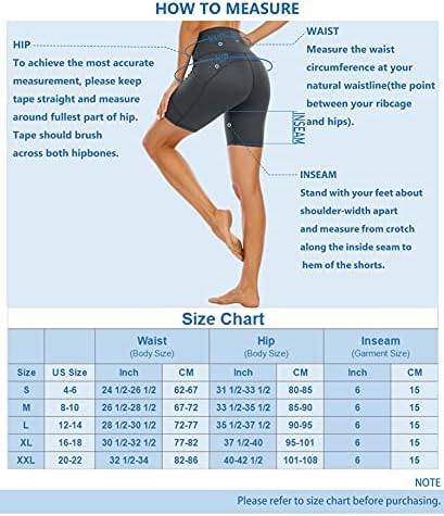 Yuuwaku Workout Biker Shorts Mulheres na cintura alta Running ioga shorts não transparentes com bolsos