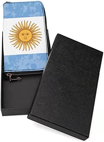 Retro Argentina Flag Women Long Wallet PU Bolsa PU com pulseira Mini bolsa zíper