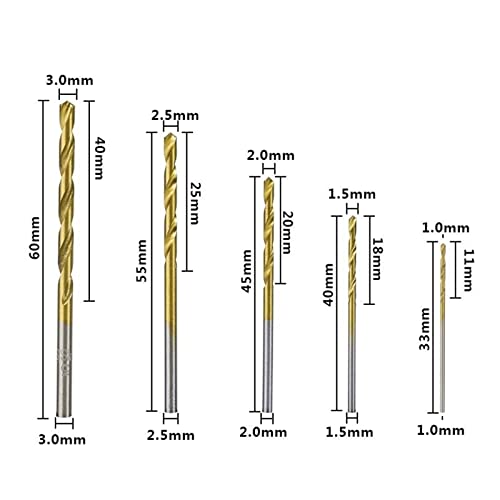 Twist Drill Bits Conjunto de titânio revestido de titânio 1,0 mm-4,0mm Bits de broca Definir ferramentas de perfuração de energia de aço alta para madeira 50pcs)