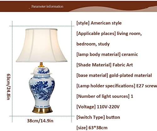 Usmjqvz 24,8 Lâmpada clássica de mesa clássica e branca chinesa Lâmpada de mesa de cabeceira de