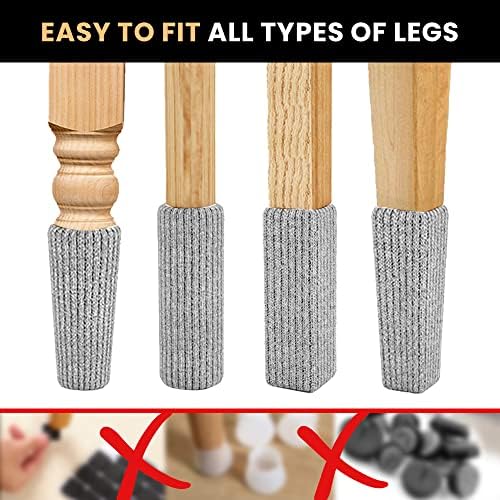 48 PCS Grey Premium Cadeir Sughs Protetores de meias para pisos de madeira - não caem facilmente - muito