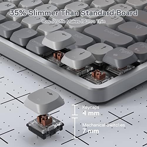 Redragon K652 75% do teclado mecânico RGB sem fio, Bluetooth/2,4 GHz/Tri-Modo com fio 84 teclado Ultra-Fim-Gaming
