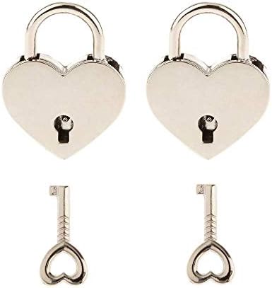 2pcs mini cadeado em forma de coração de metal com chave para a caixa de bagagem de caixa de jóias