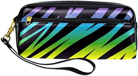 Bolsa de maquiagem tbouobt bolsa de bolsa cosmética bolsa bolsa com zíper, zebra cor de arco -íris