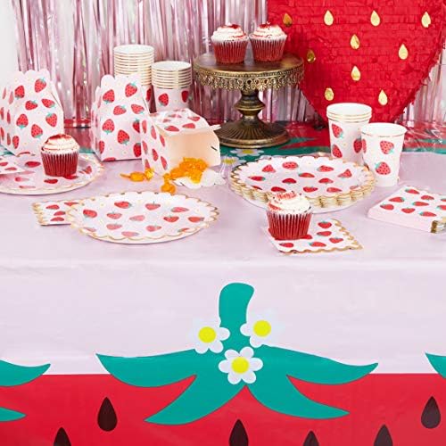 Toleta de mesa de plástico rosa Sparkle e Bash para decorações de festa de morango