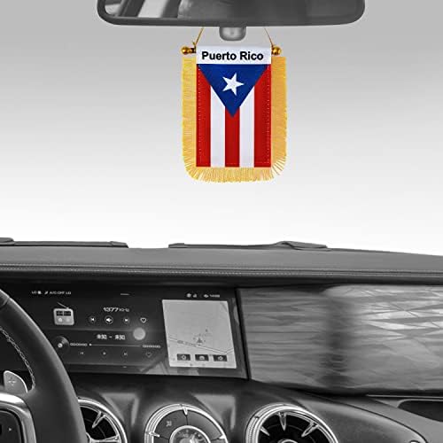 Wxfcai 2 pacote de porto rico bandeira pendurada, mini bandeira de carro porto -riquenho com copo de sucção