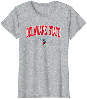 Delaware State Hornets Arch sobre o logotipo oficialmente licenciado camiseta