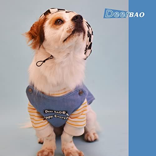 Deerbao Pet Denim Colet, camiseta de jeans lavada azul, camiseta, fofa divertida para cães e gatos para