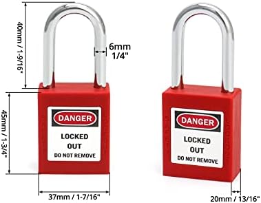 QWORK Lockout Tagout Locks Conjunto - 20 cadeados de segurança digitados de maneira diferente, para bloquear estações e dispositivos, kit de etiqueta elétrica de bloqueio