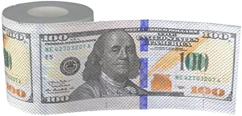 Iconikal 240 folhas piada de papel higiênico de dinheiro, nota de 100 dólares, 1 rolo
