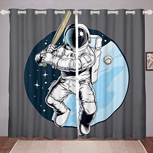 Cortinas de janela de foguete Cartoon SpaceCraft Curtain Painéis para crianças meninos garotas espaciais Draxas