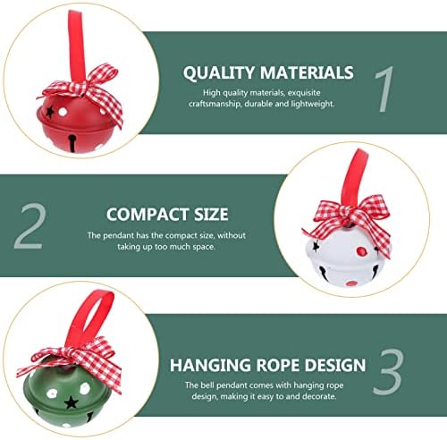 Ornamentos de campainha de árvore de Natal: 9pcs mini sinos de metal com fita para chorrião de árvores